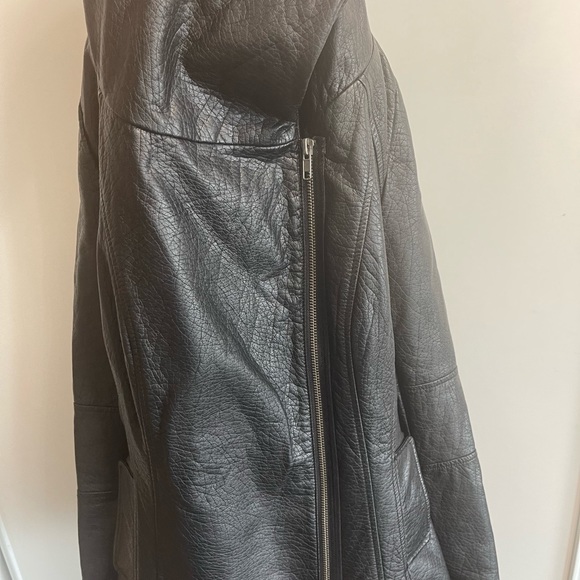 RICKIS Black Faux leather ladies spring jacket size 8 Medium short coat - Picture 5 of 11